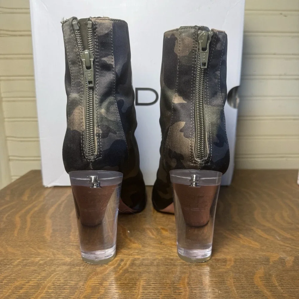 ALDO Oceani Camo Graffiti Clear Heel Ankle Boots Women's US 6 w/ Box